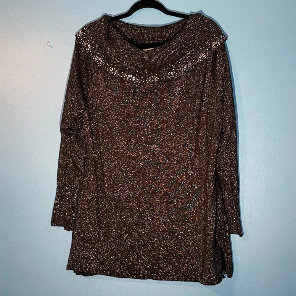 Madison and Hudson Elegant Black Glitter Women's Top